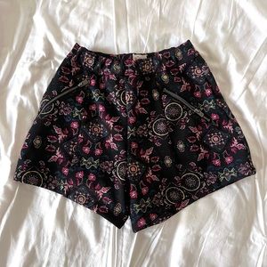 Hollister Black Boho Print High Waisted Shorts XS